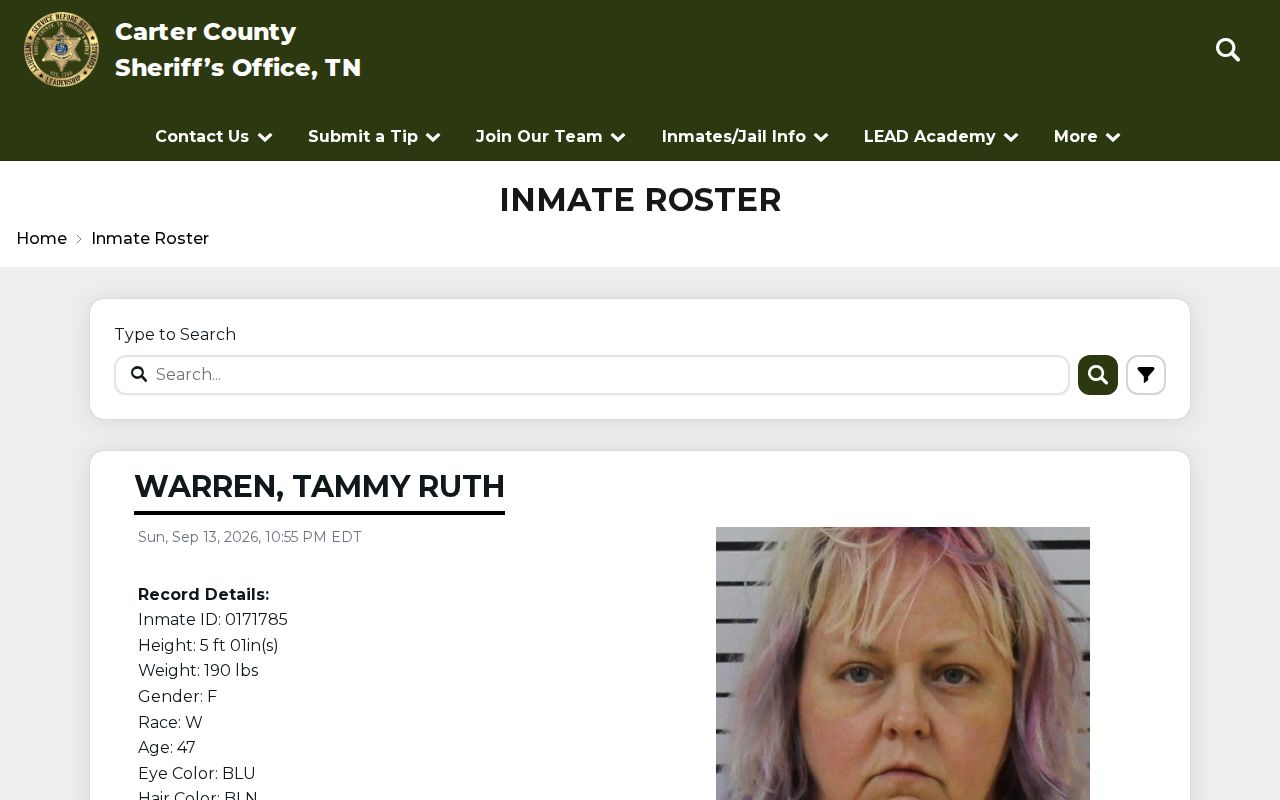 Carter County current arrest roster search
