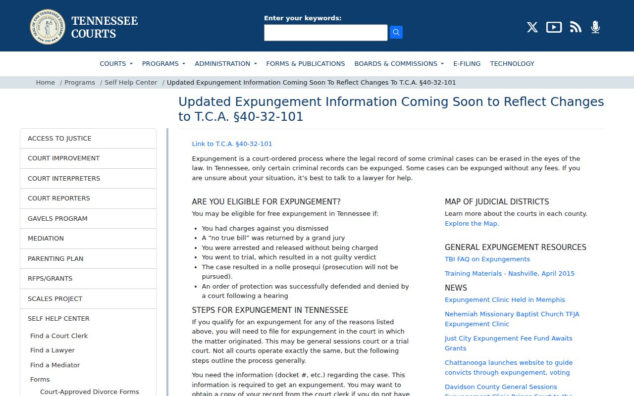Tennessee expungement guidance for Carter County arrest records