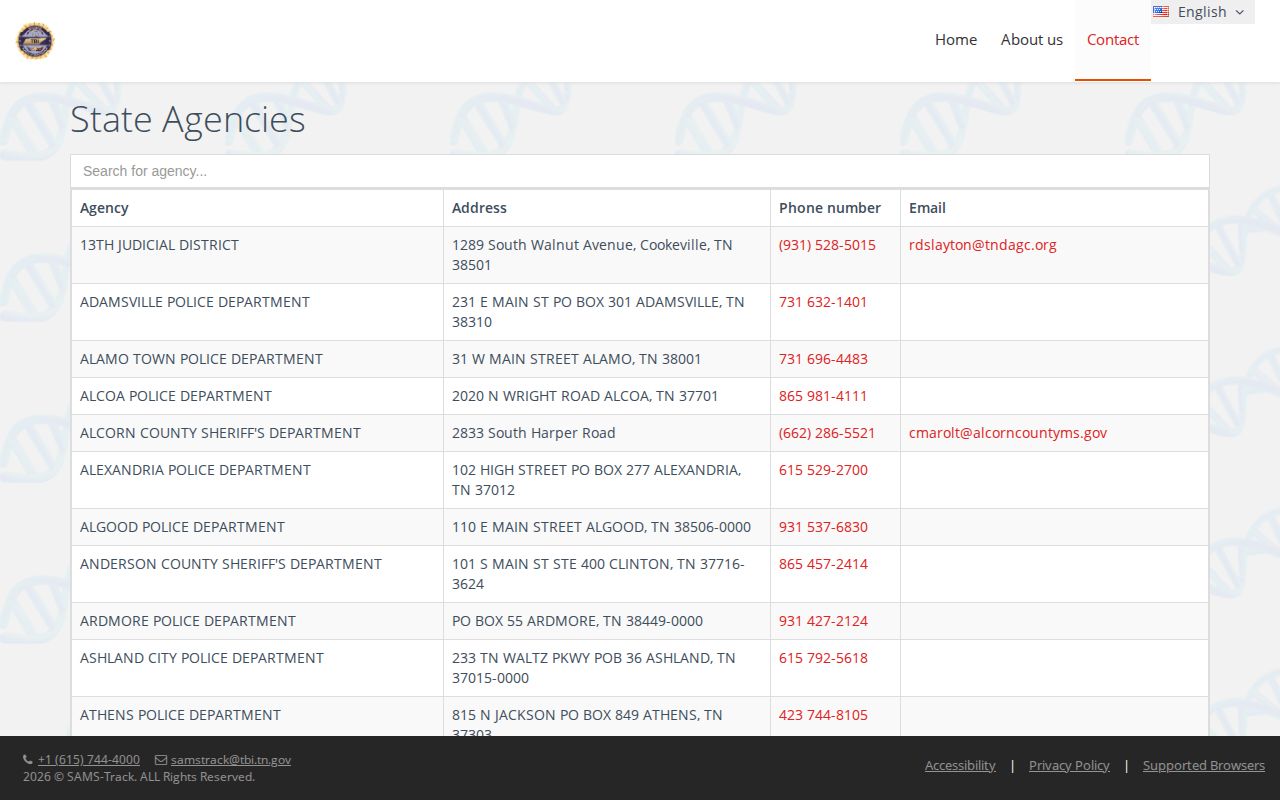 TBI directory contact for Watauga Police arrest records